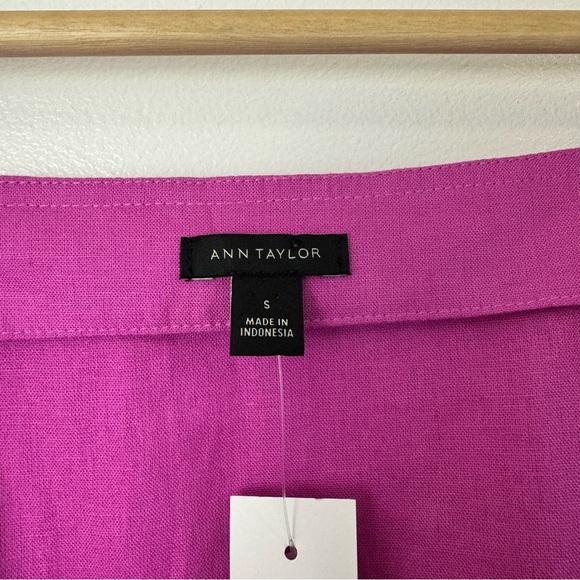 NWT Ann Taylor Linen Blend Belted Utility Top Sleeveless Tank Button Front Sz S - Picture 4 of 7